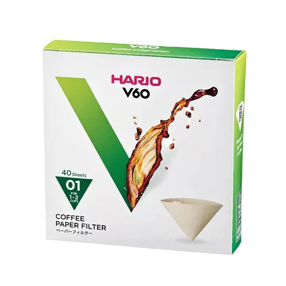 HARIO V60, 40 natuurlijke filters voor Dripper 01- 1/2 kopjes